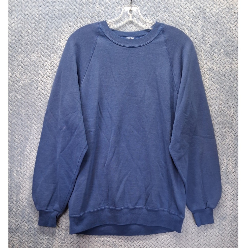 Vintage Jerzees Sweatshirt XL Blue Raglan Crew Neck Pullover Made in USA 90s